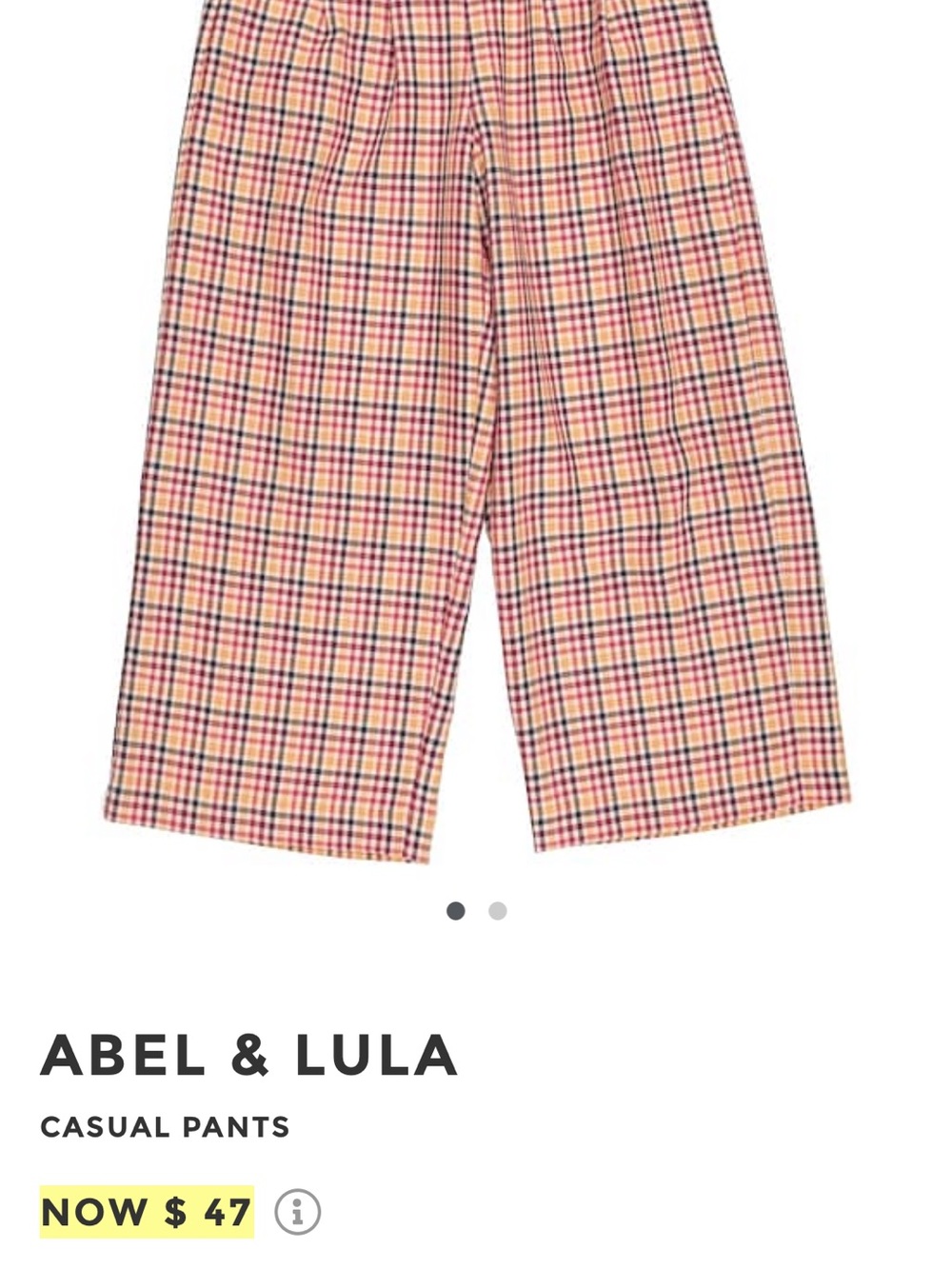 NWOT Abel & Lula Pink Plaid Casual Kids Pants